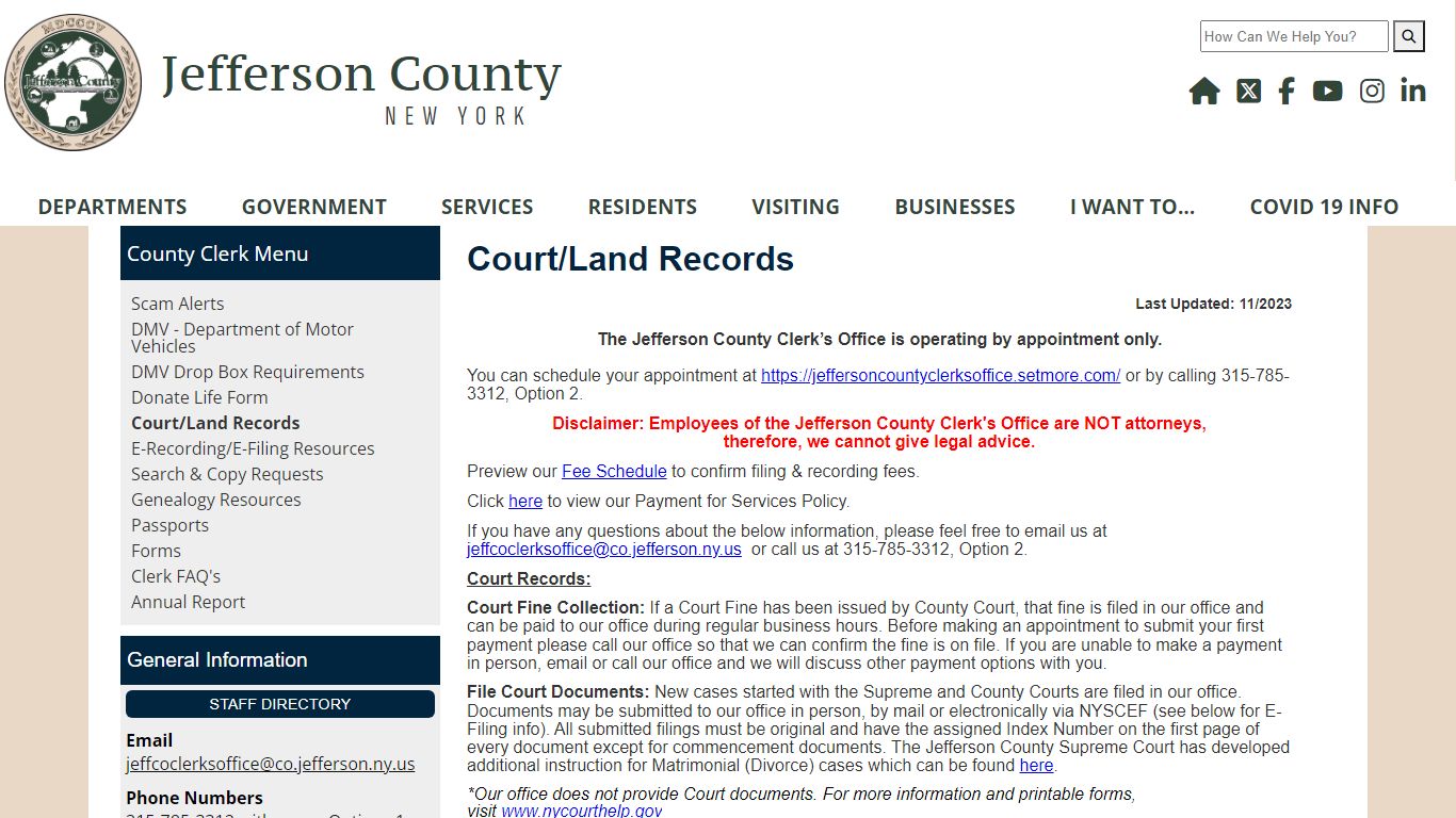 Welcome to Jefferson County, New York - Court/Land Records