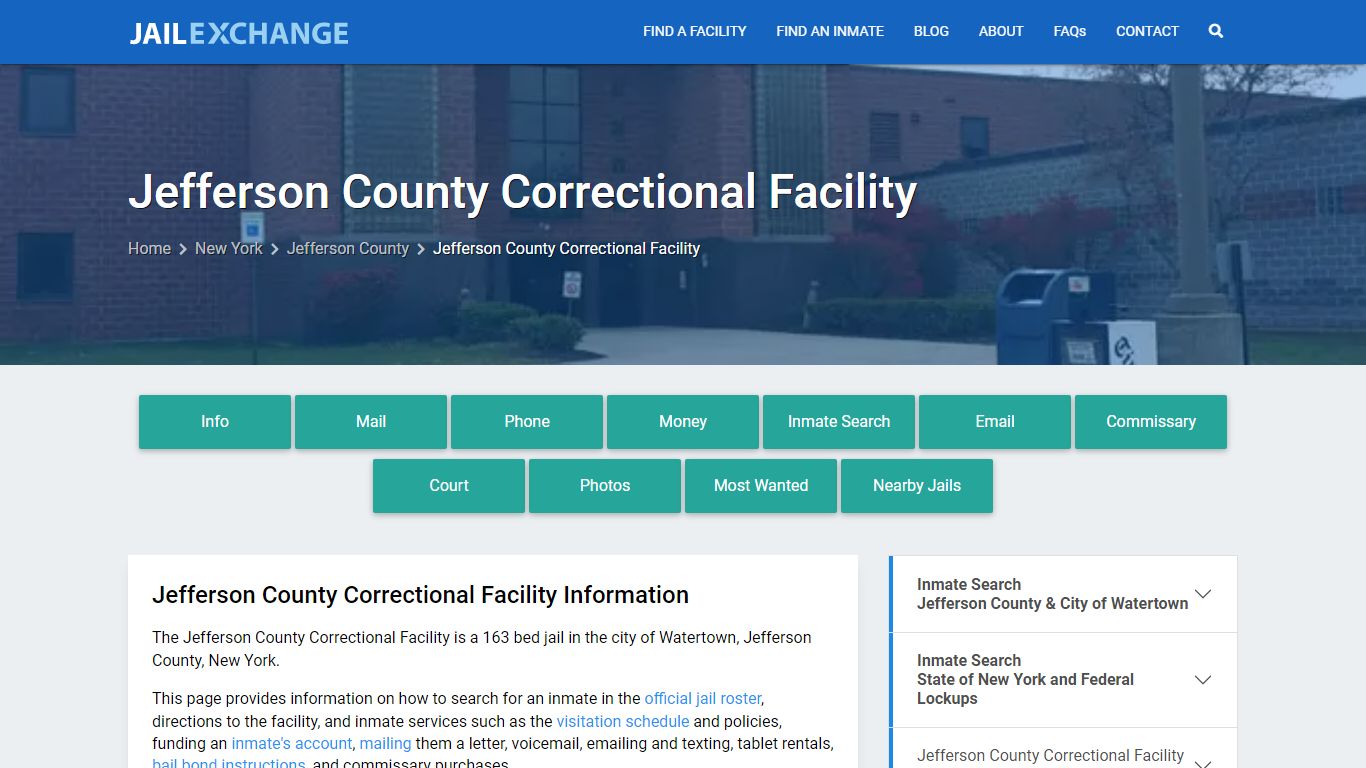 Jefferson County Correctional Facility, NY Inmate Search, Information