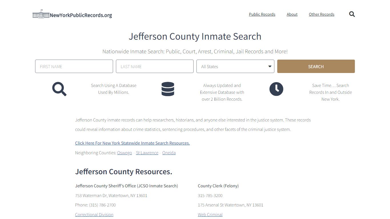 Jefferson County Inmate Search - new york public records